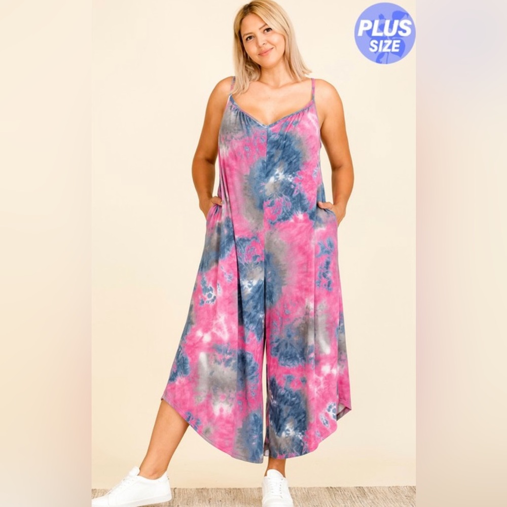 Plus size tie dye jumpsuit